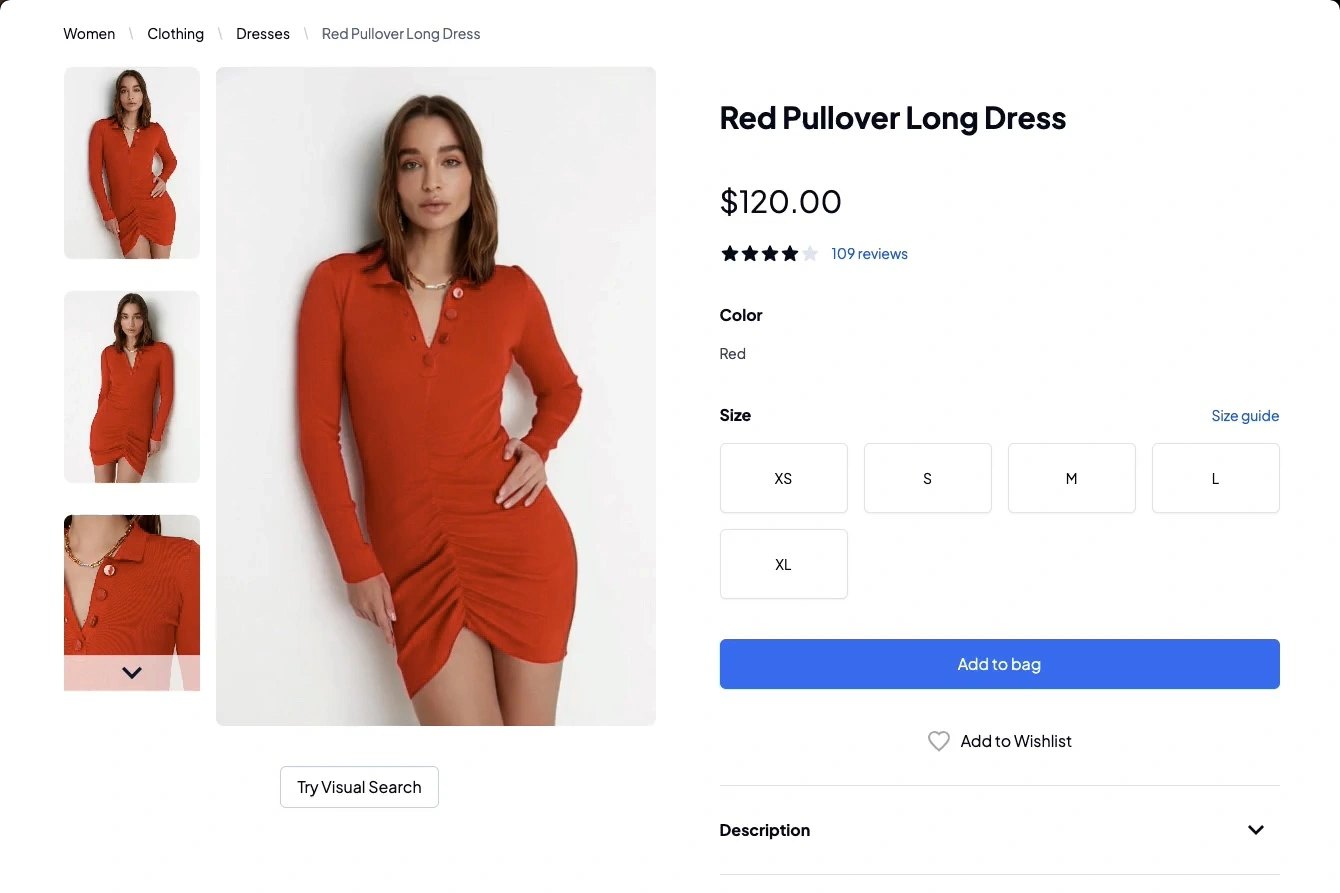 A product page composed by VISII