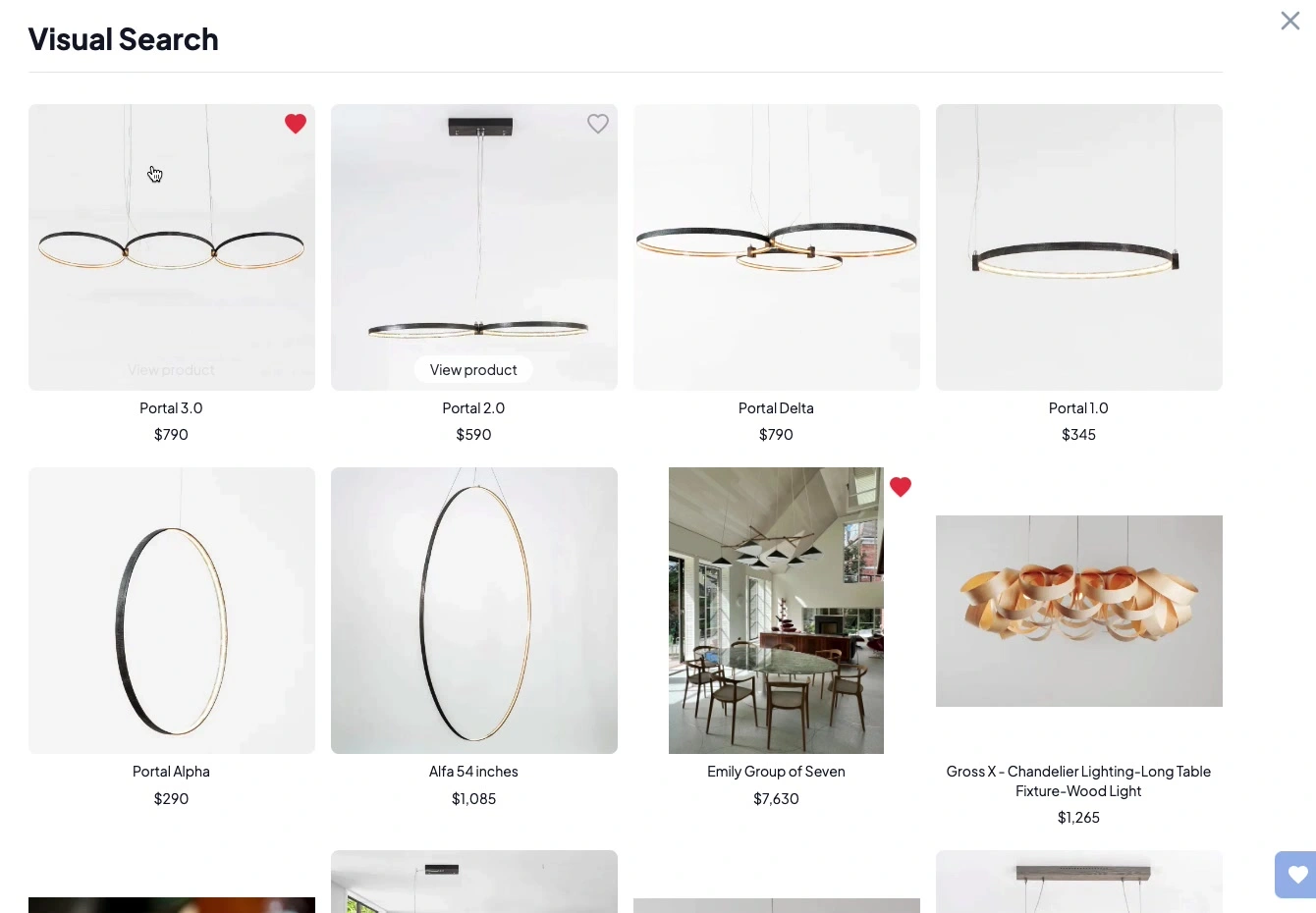 Wescover visual search interface